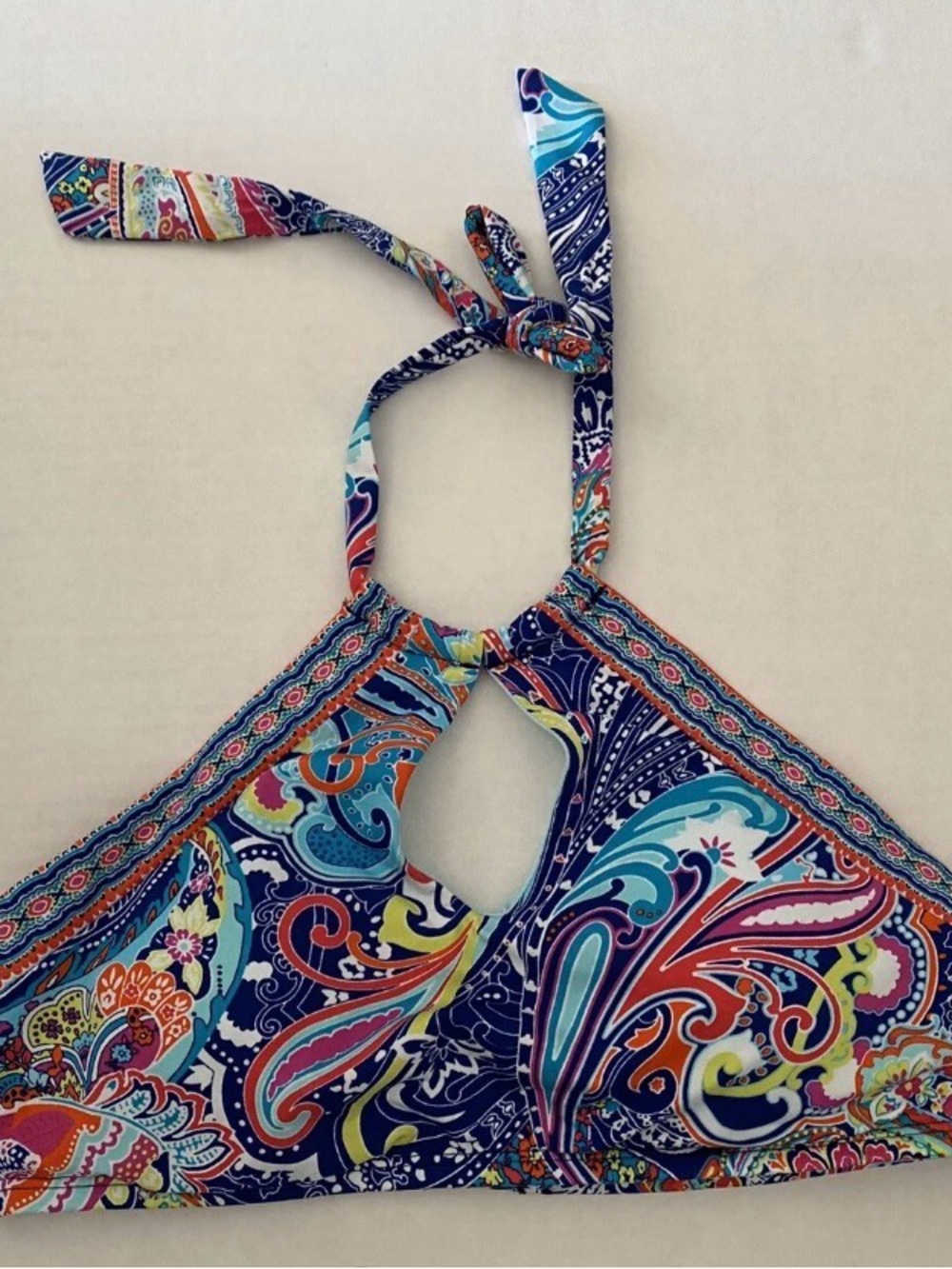 Vivid Paisley Halter Bikini Top - Multicolor